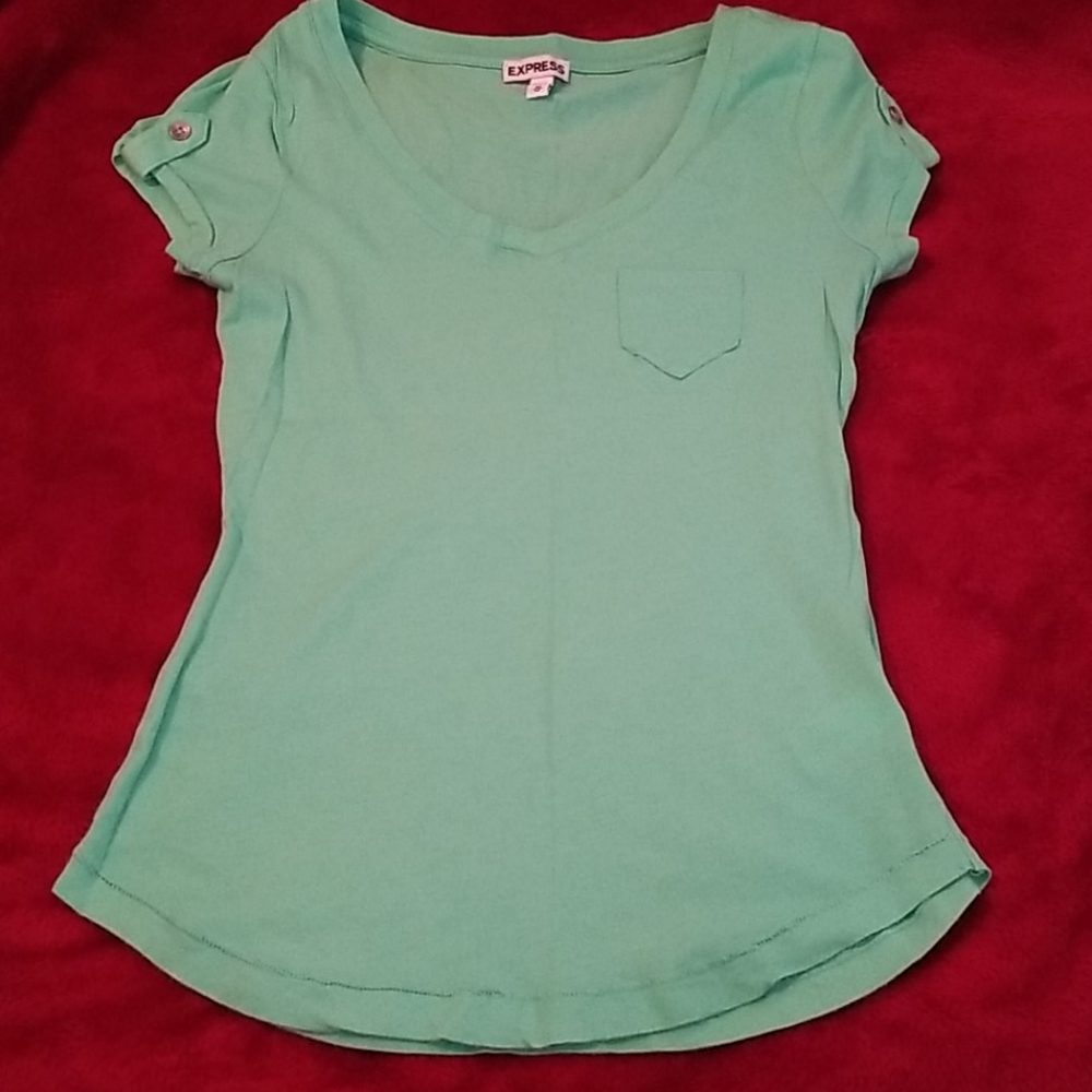 Express Button Cap Sleeve Tee
